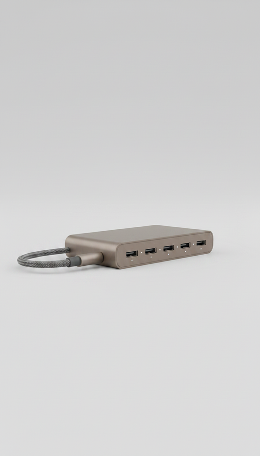 Alternate angle view of Minimalist USB-C hub with matte finish
